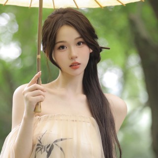 一手托腮可爱清纯美女古风美女长发 伞 护眼 桌面壁纸-墨鱼部落格.jpg